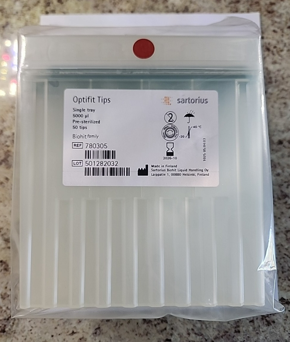 Sartorius Optifit Tips 5000 μL pipette tips (Exp. 2026) New Factory Sealed