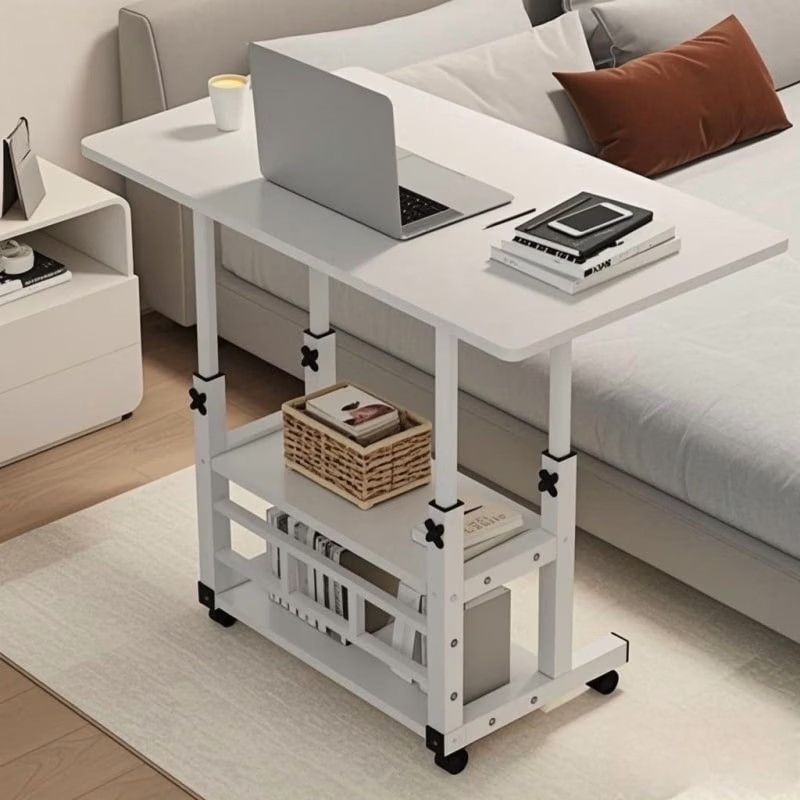 Standing Desk Crafting Workstation Shelving Mobile Computer Desk with Wheels
