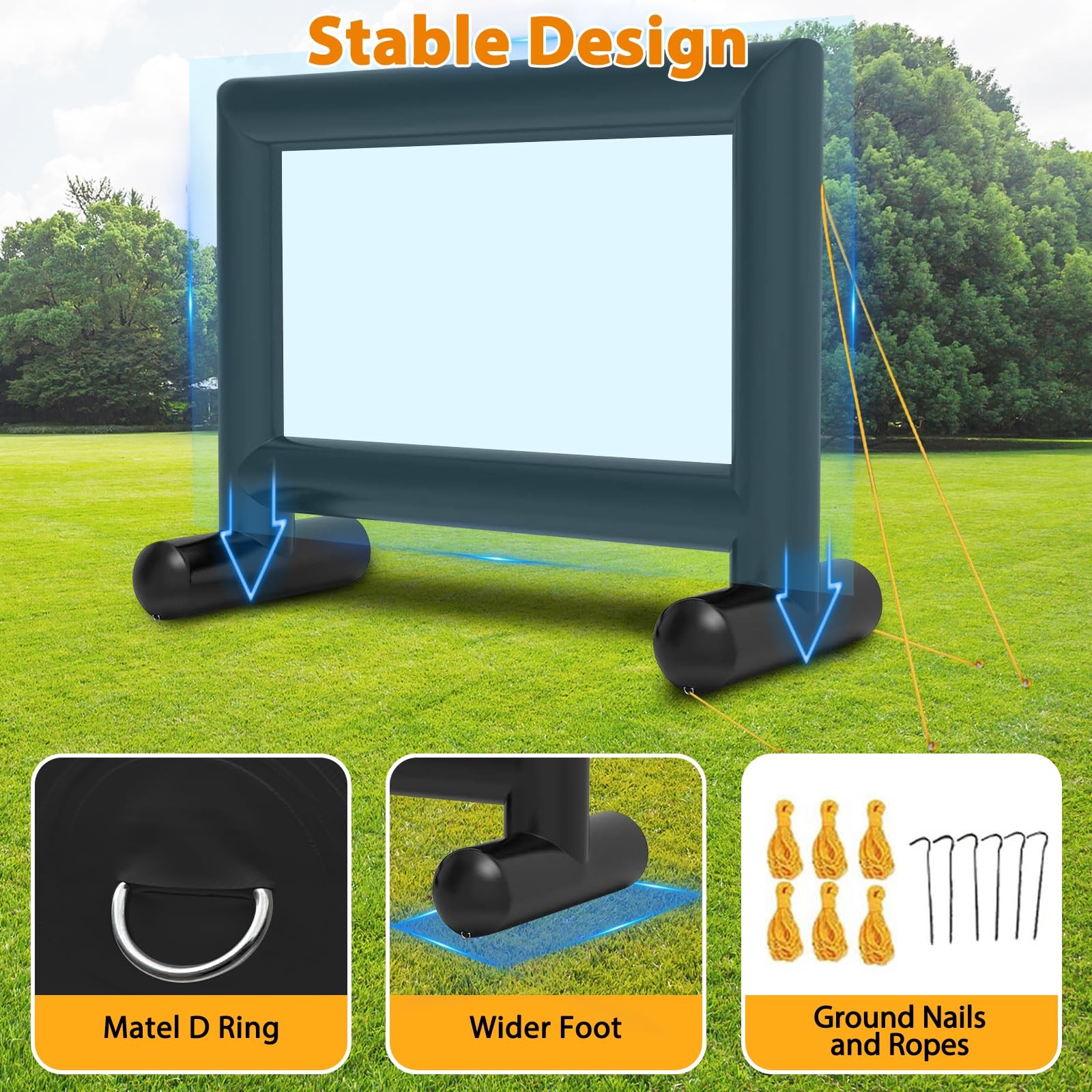 14FT Inflatable Movie Screen Outdoor, Blow Up Projector Screen, Inflatable Mo...