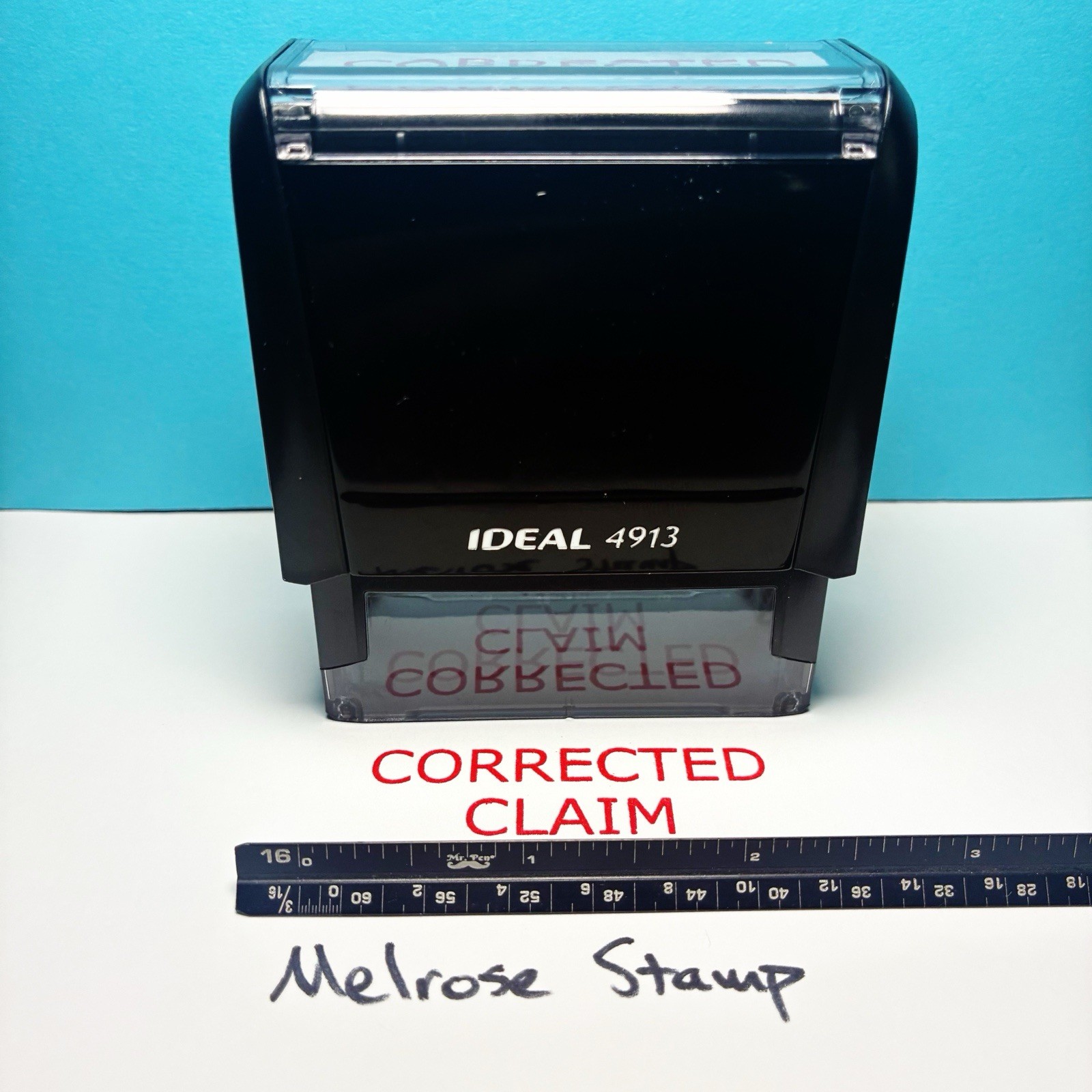 Corrected Claim Rubber Stamp Red Ink Self Inking Ideal 4913