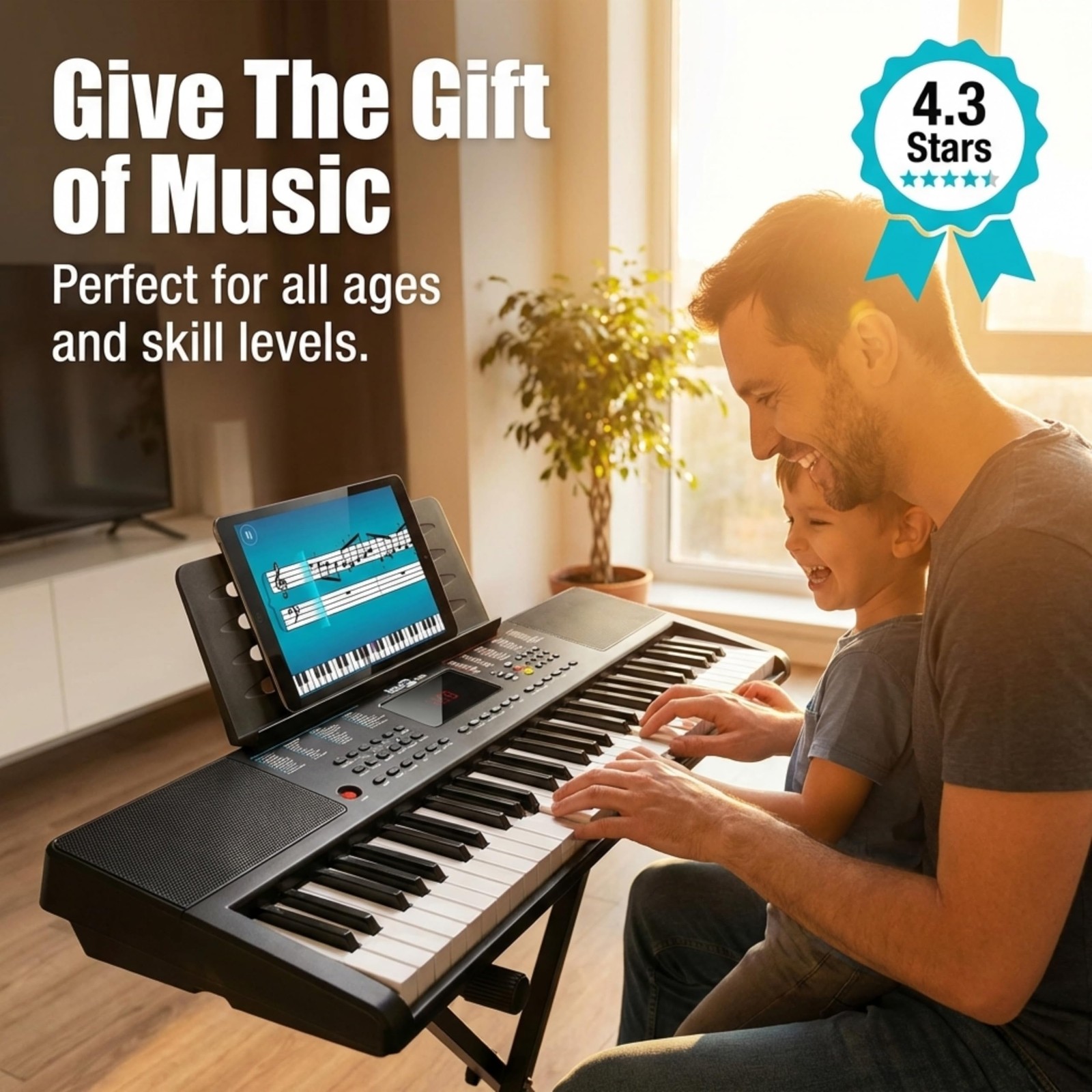 RJ361 61 Key Compact Keyboard Piano for Beginners
