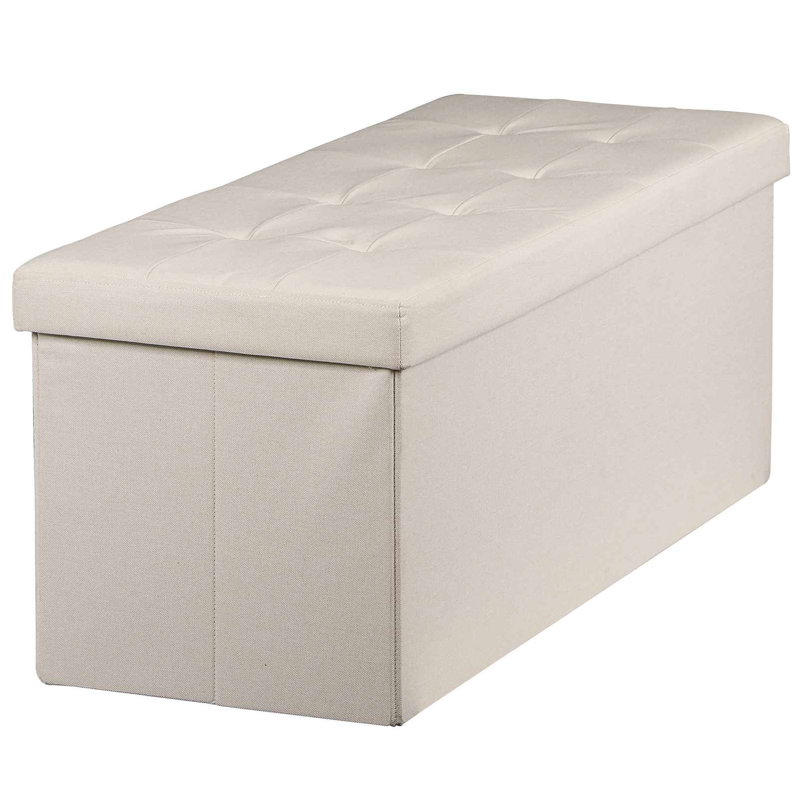 43" High Folable Storage Ottoman Bench Storage Stools Footrest Home Decor Beige