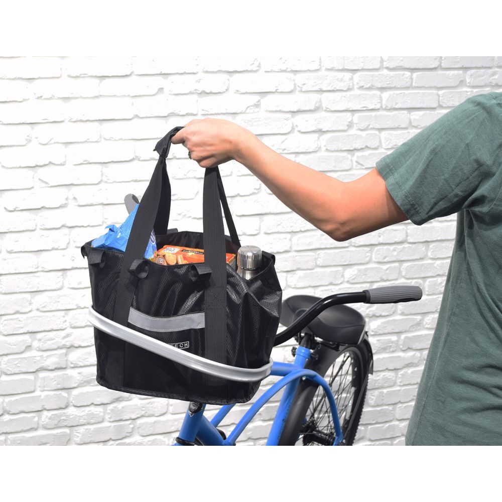 Collapsible Front Basket for Bike & Scooter with Safety Strap, Mounting Brackets