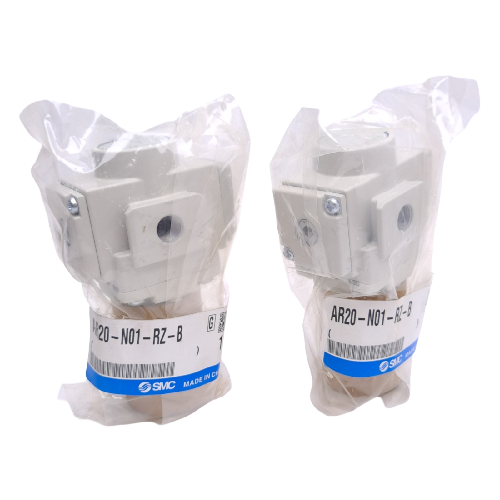 Lot of 2 SMC AR20-N01-RZ-B Regulator, 1/8in NPT, 0.05-0.85MPa Set Pressure