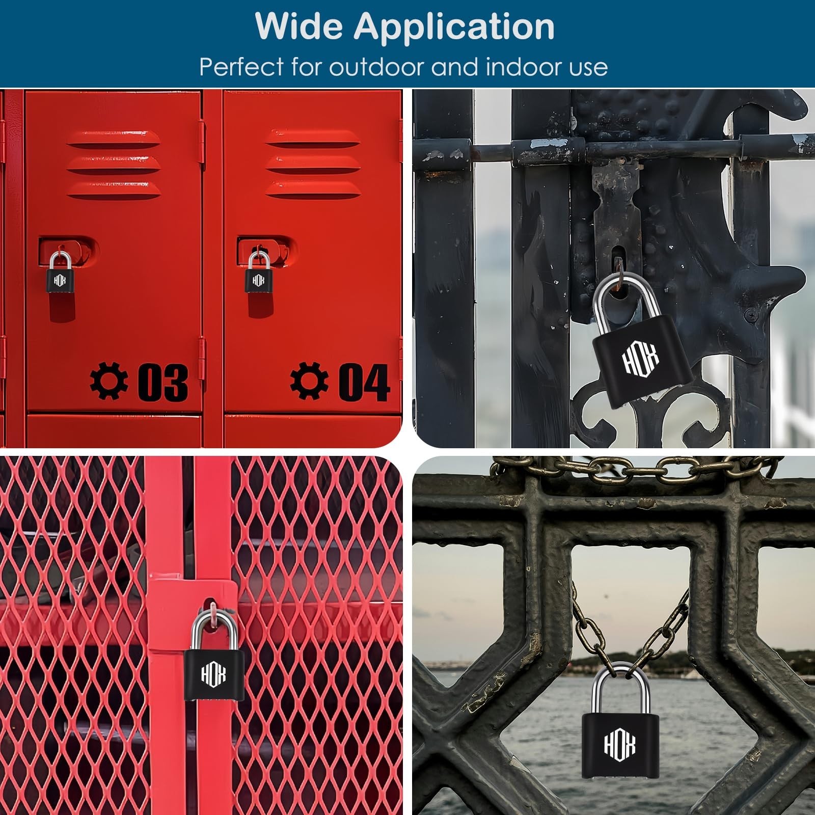 Heavy Duty 4 Digit Combination Lock - Waterproof Outdoor Padlock, 2 Pack for Gym