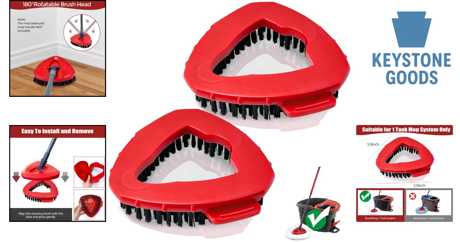 2 Pack Spin Scrub Brush Replacement Heads - Durable Stiff Bristles for Kitche...