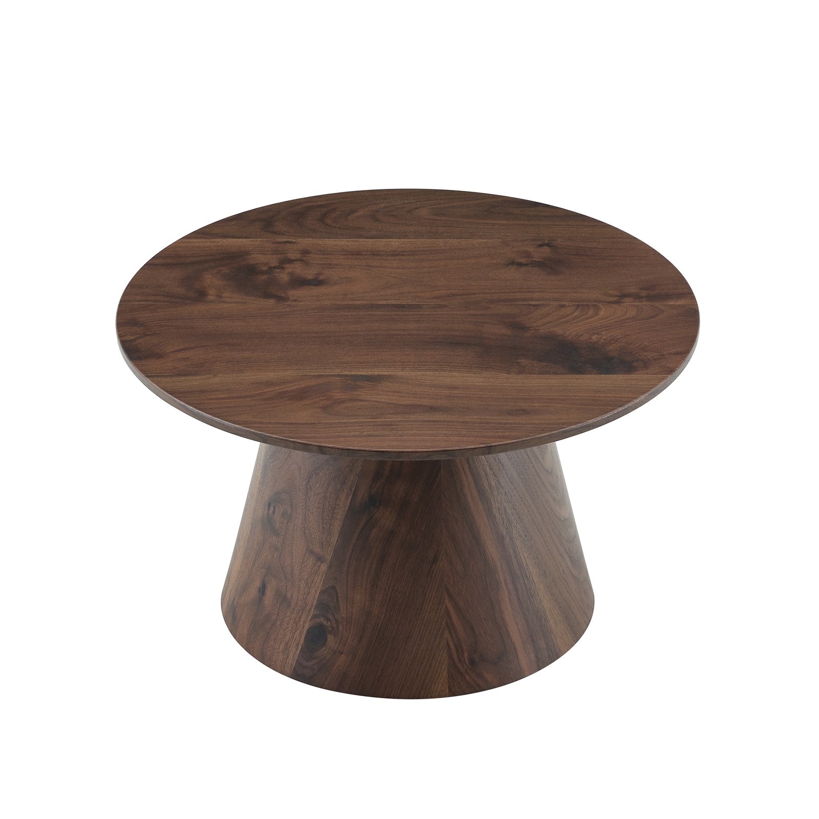 Walnut wood grain medium density fiberboard circular coffee table - diameter 2