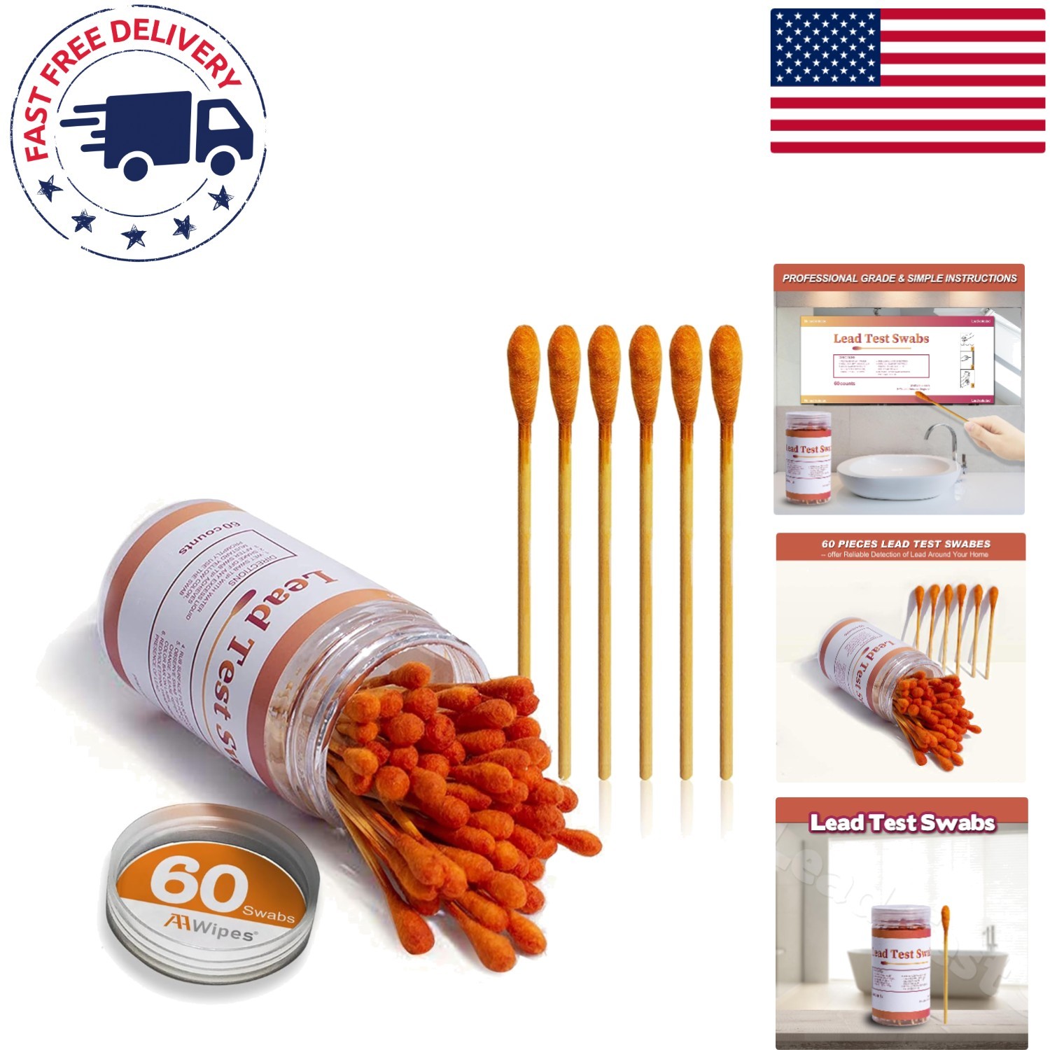 Home Lead  Swabs – 60 Count Kit with 30-Second Results for Safety