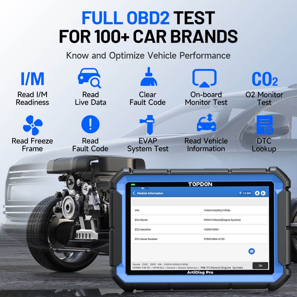 TOPDON AD PRO V2.0 Auto Bidirectional Scanner Full System Diagnostic E-CU Coding