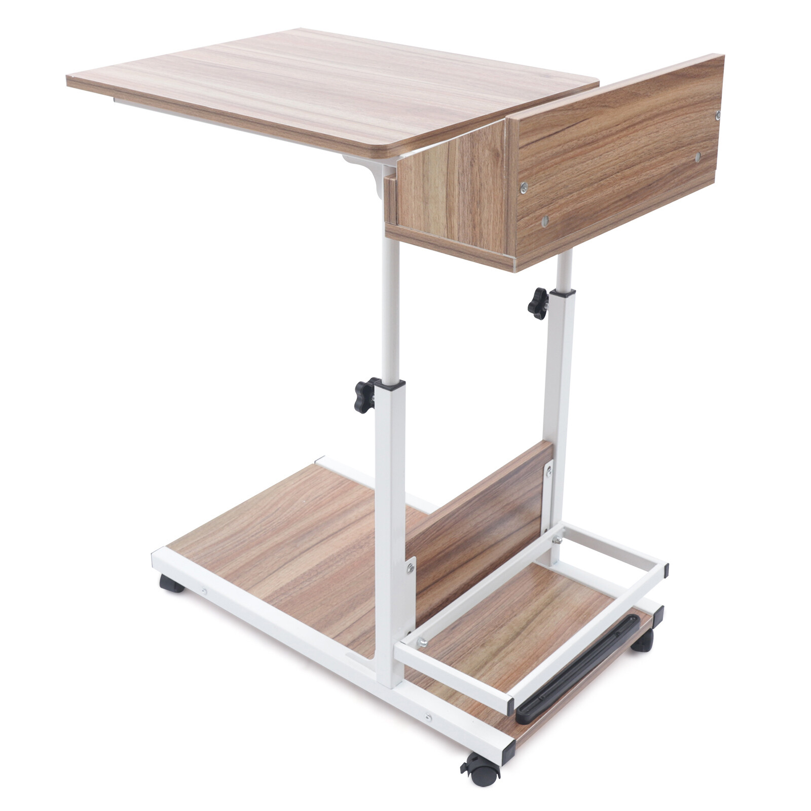 Adjustable Height Laptop Desk Rolling Bedside Table Computer Over Bed Standing