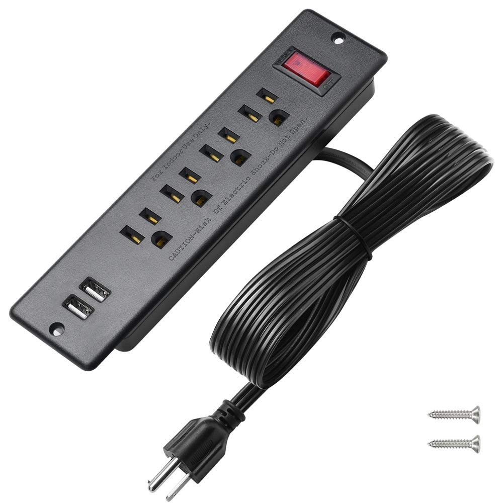 Mountable Power Strip Recessed Power Strip with USB 4 Outlet 2 USB Multiple P...