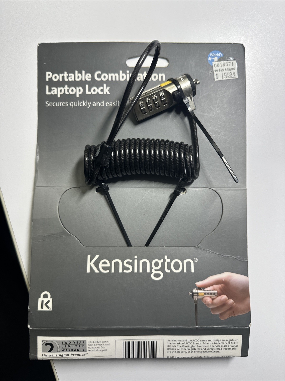 Kensington K64670US Portable Combination Laptop Lock 6FT Cord
