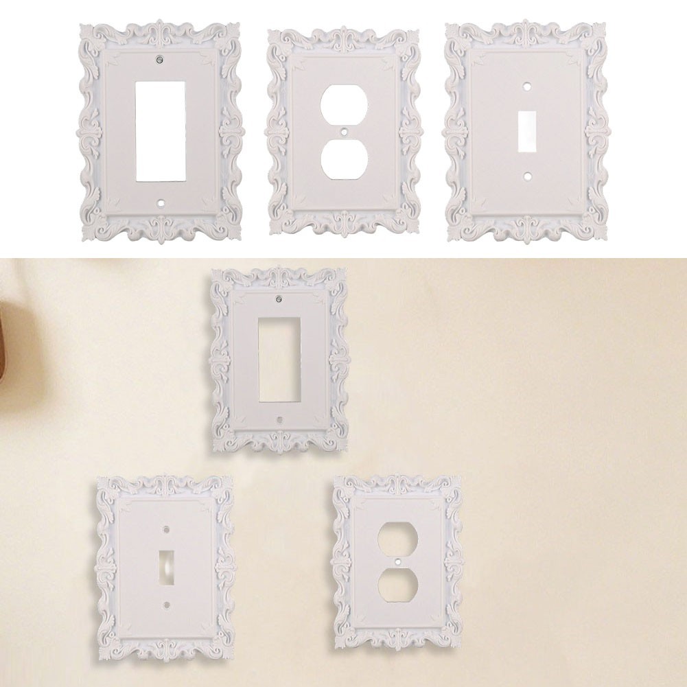 Carved Decorative Socket Frame Compatible with US Light Switches 15x11.3cm