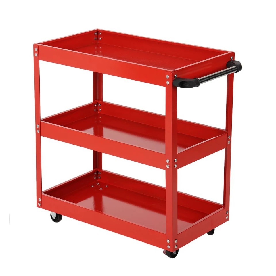MULTIPURPOSE WORKSHOP TOOL TROLLEY TOOL HOLDER 3 SHELVES WITH WHEELS