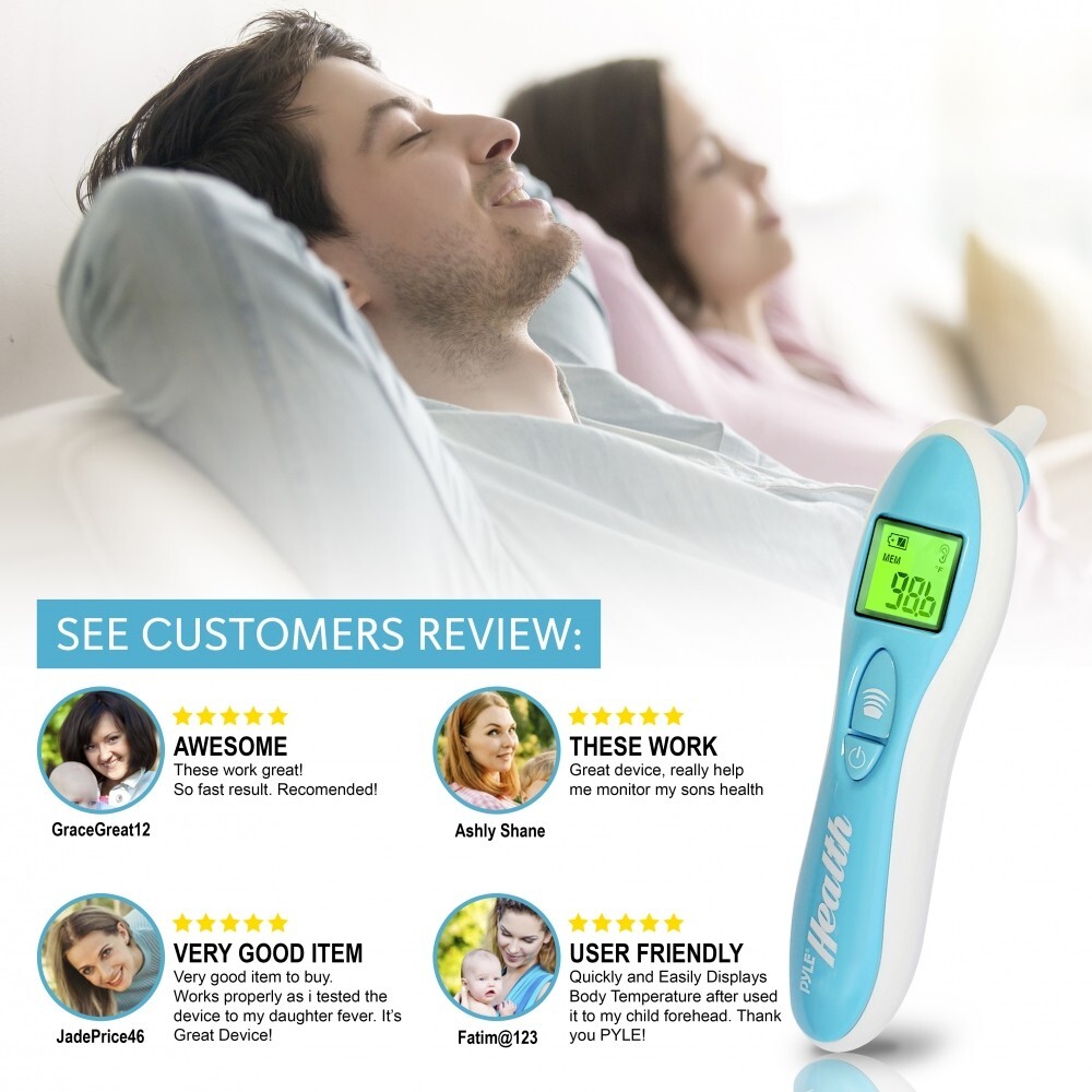 Pyle Bluetooth Infrared Ear Thermometer w/ Digital LCD Display Readout
