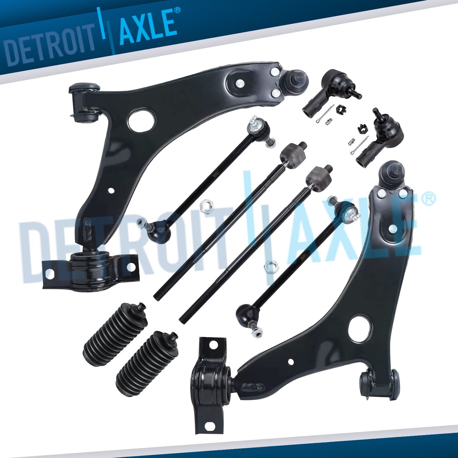 10pc Front Lower Control Arms Inner Outer Tie Rods Set for 2006-2007 Ford Focus