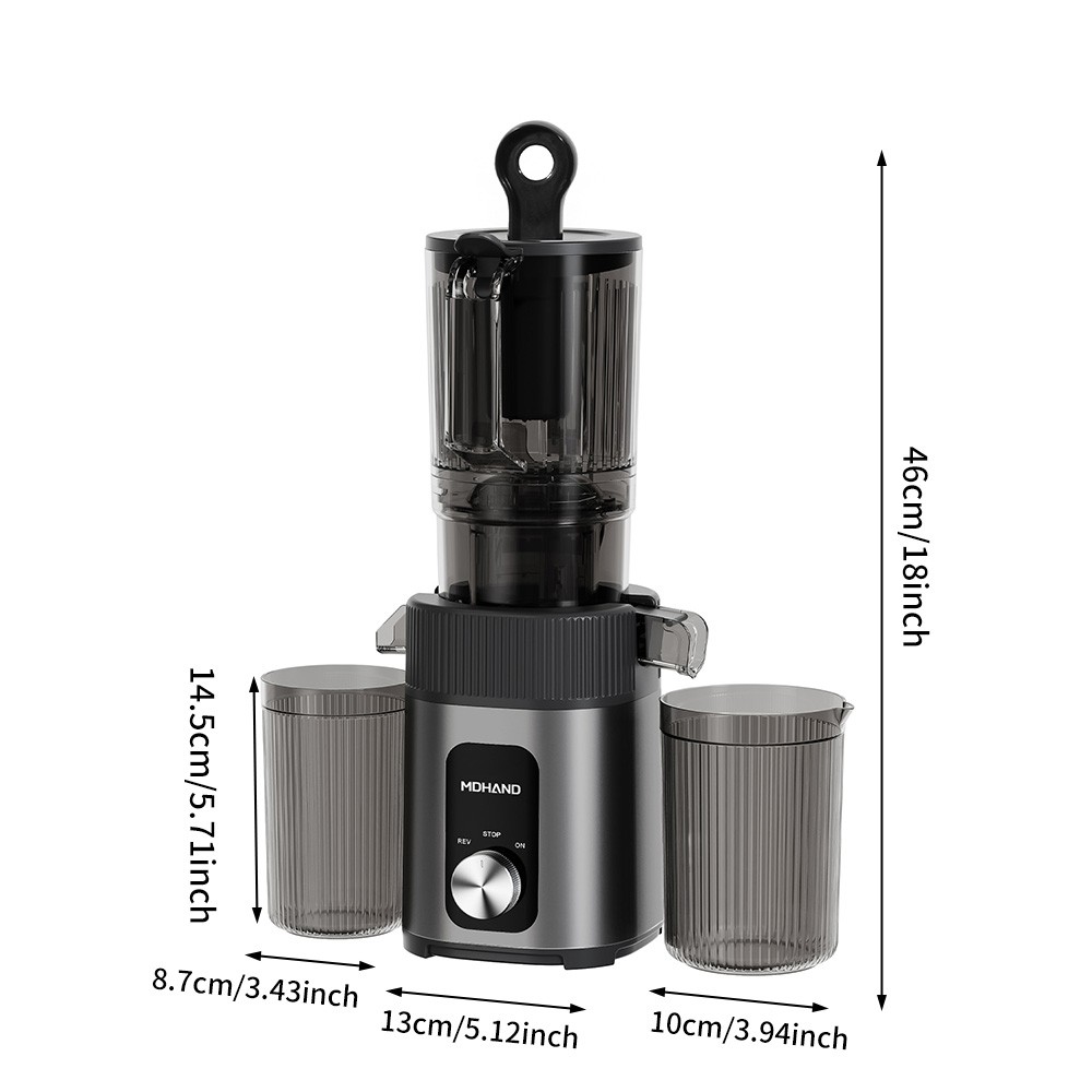 Cold Press Masticating Juicer Machine 4.35" Wide Chute Quiet Juicer Easy Clean