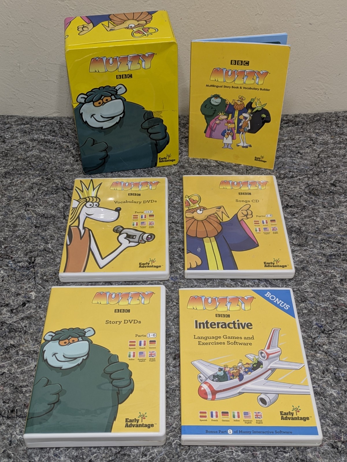 Muzzy BBC Tin Box Set Multi Language DVD CD PC Mac - 7 Discs Vocab Story Songs