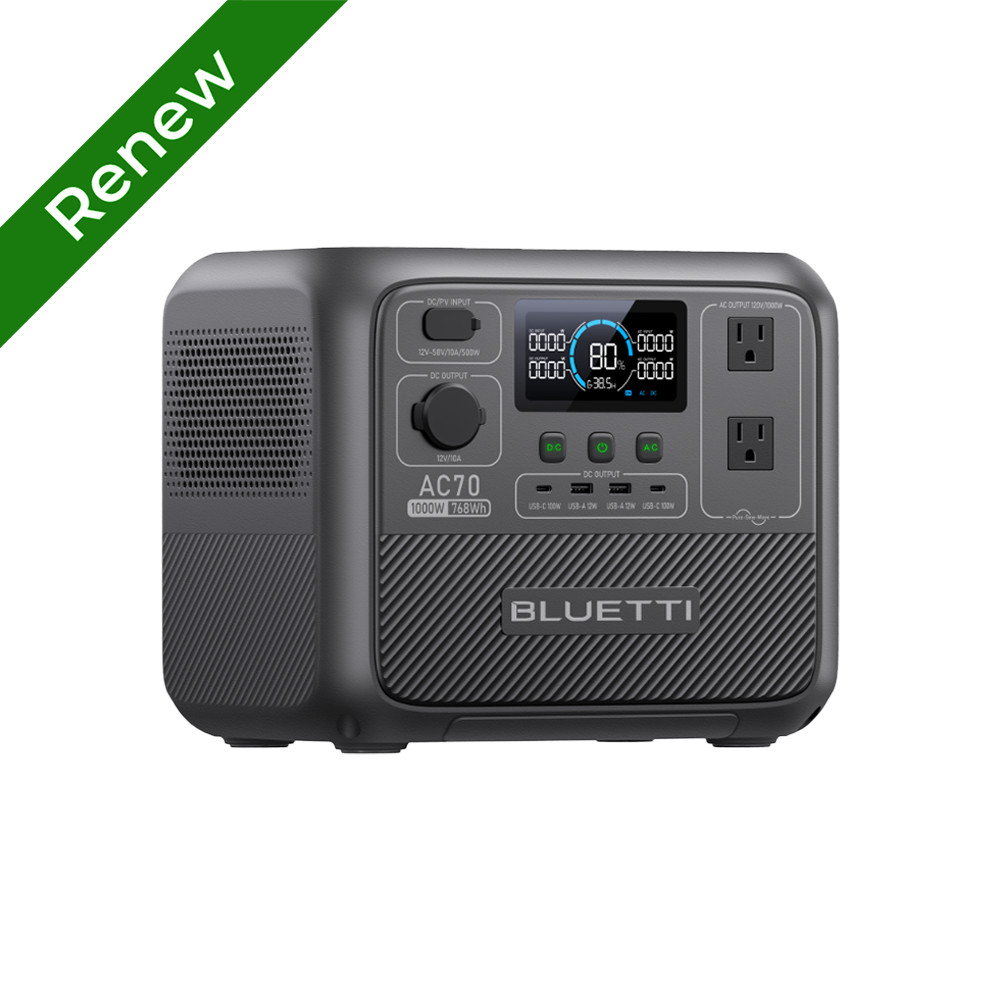 BLUETTI AC70 1000W 768Wh Portable Power Station LiFePO₄ Battery for Road Trip