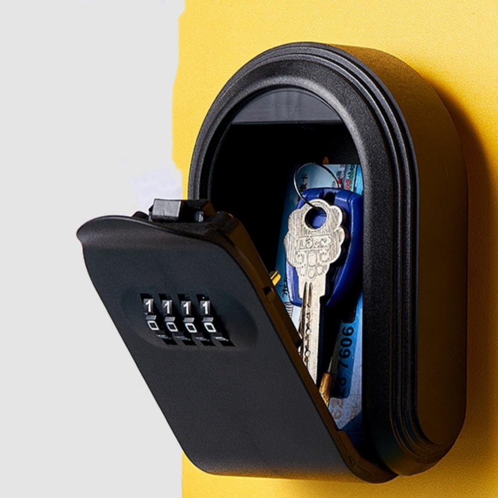 Black ABS Wall Mounted Key box 4-digit Password w/installation screw