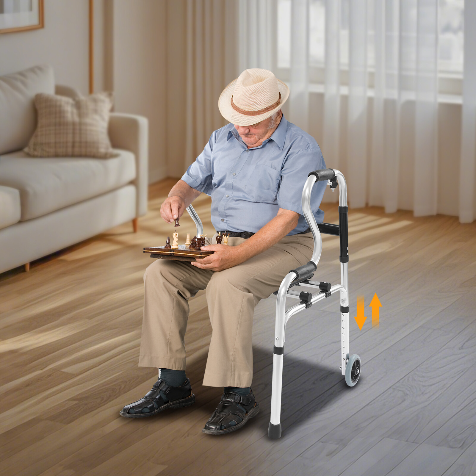 Foldable 220.46 lbs Adjustable Walker Walker Seniors Foldable Stand Up Walker