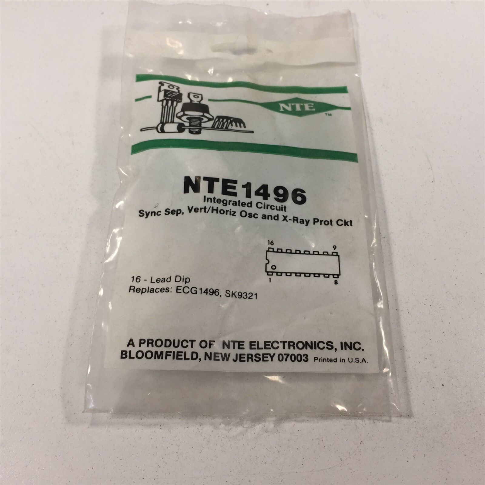 (1) NTE NTE1496 Integrated Circuit Vertical/Horizontal OSC & X–Ray Circuit