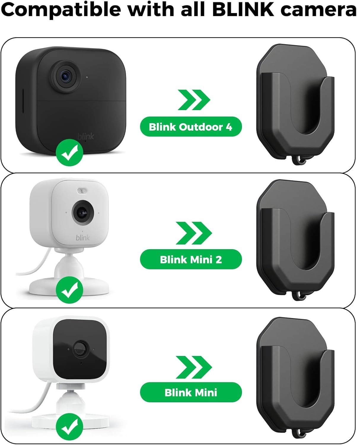 HBV Adhesive Wall Mount Bracket for Blink Cameras - 3 Pack, No Drill Required