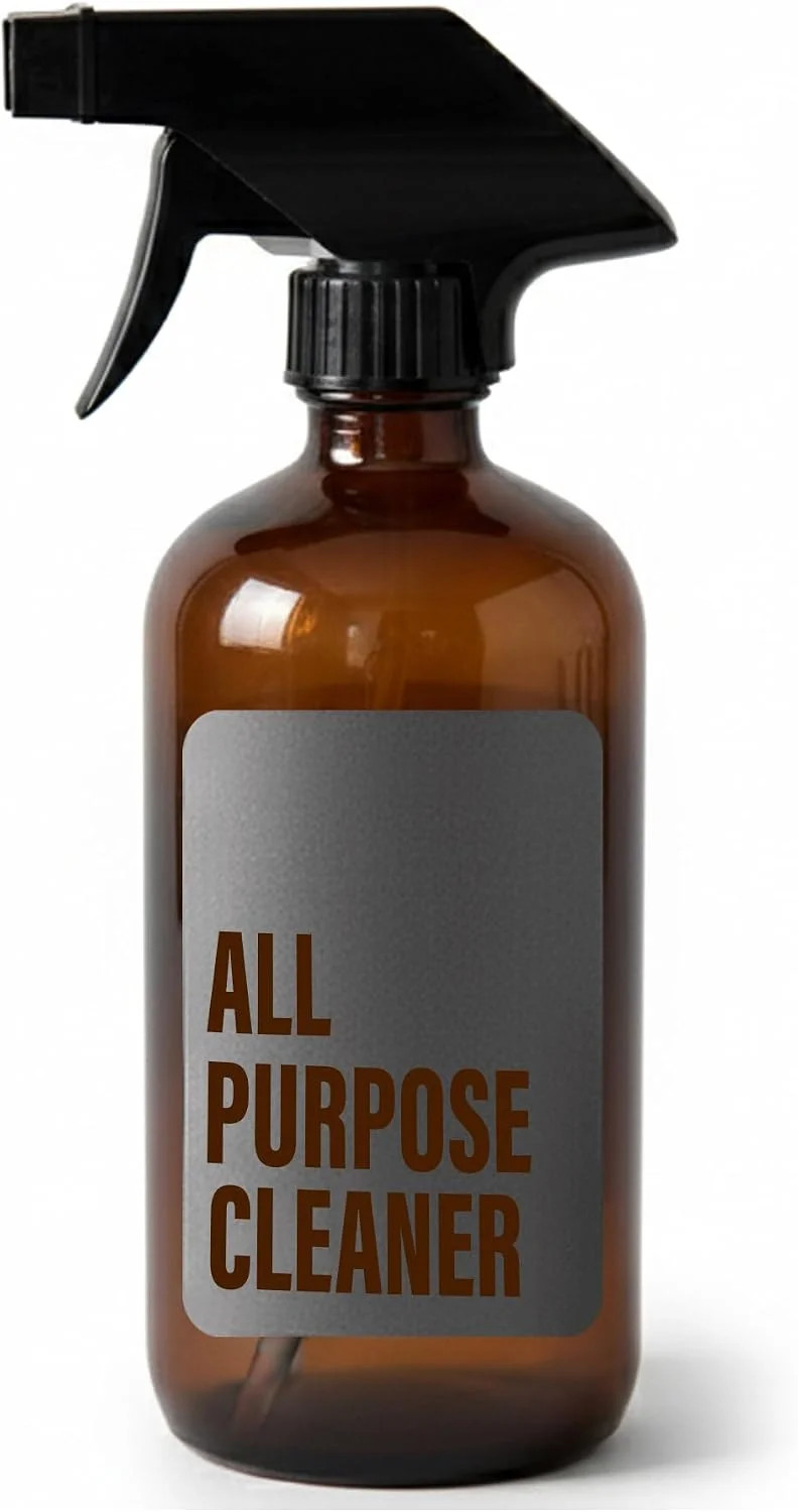 SAVVY & SORTED Amber Glass Spray Bottles for Cleaning, Refillable Amber Spray Bo