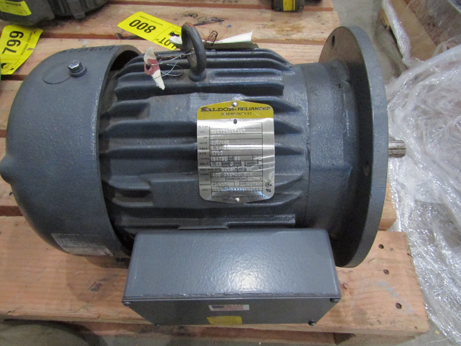 Baldor Severe Duty XT 3HP 1700rpm 184tdz-Frame 06G129W907G1 6 Spline 7/8" Shaft