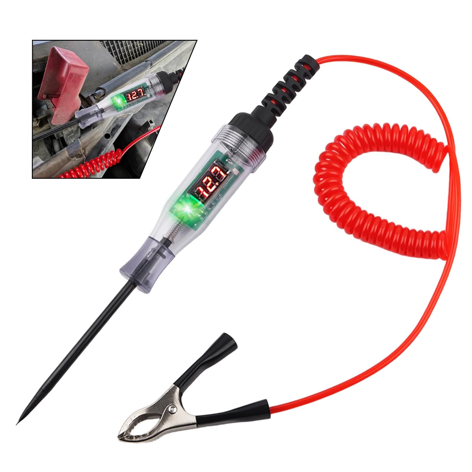 Heavy Duty 3-70V Automotive Test 10.83*4.13*1.57 inch, Black/Red