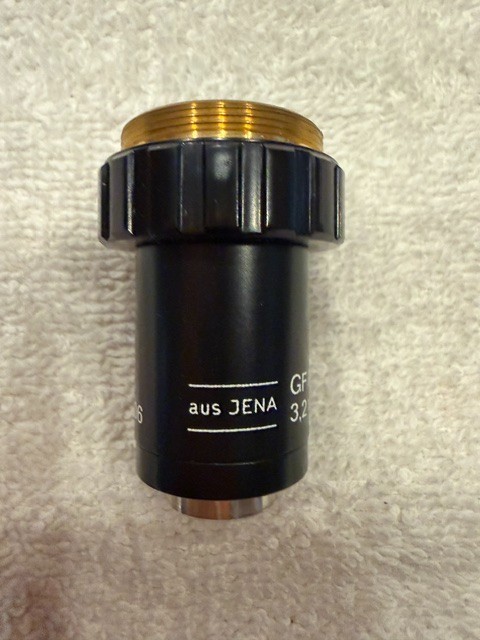 CARL ZEISS JENA GF PLANACHROMAT 3.2X/0.06 MICROSCOPE OBJECTIVE LENS GERMANY