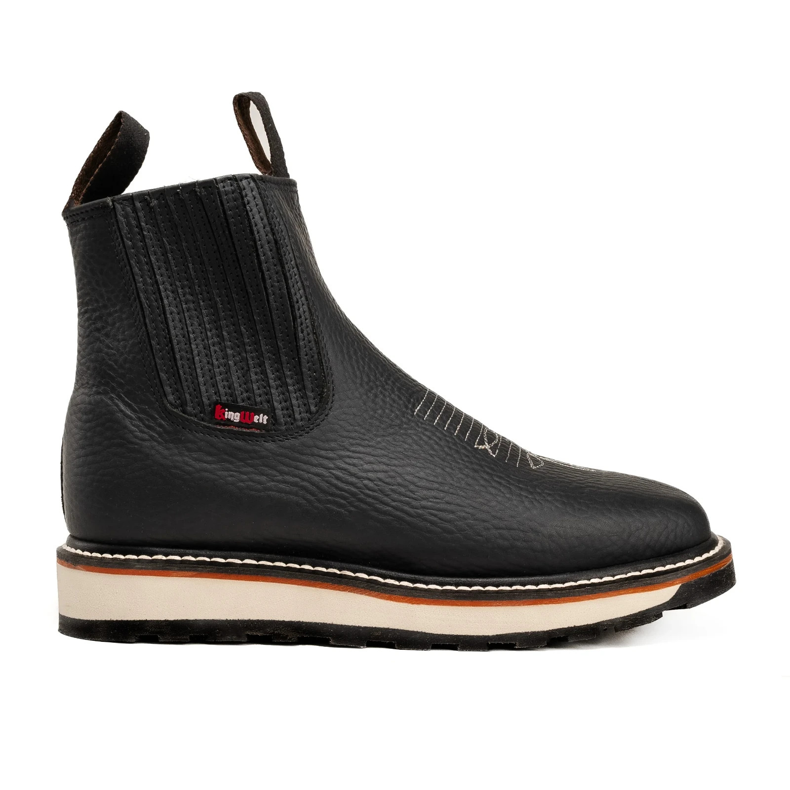 King Welt Ultra Flex Genuine Leather Double Density Short Work Boots - Black