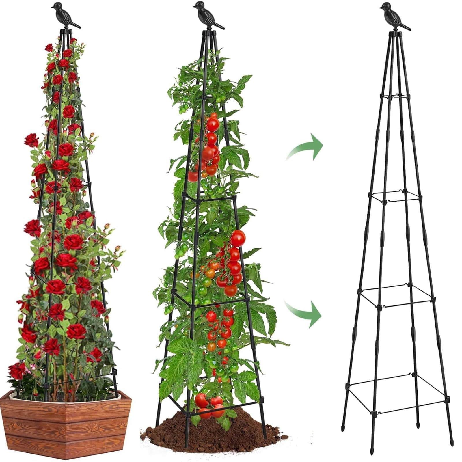 MYMULIKE 2Pack Garden Trellis for Climbing Plants Outdoor Indoor 2 Pcs, Black