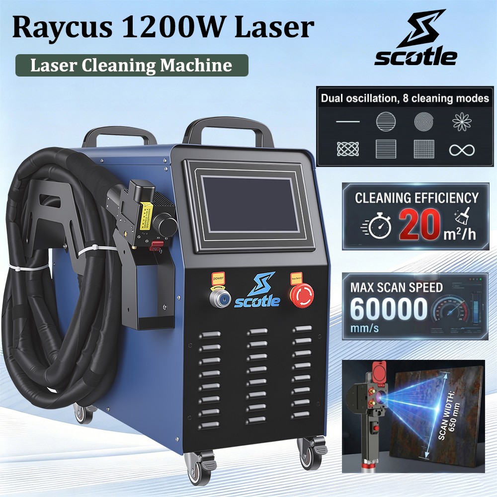 Scotle 1200W Fiber Laser Cleaning Machine Rust Paint Oxide Remover Air Cooled US