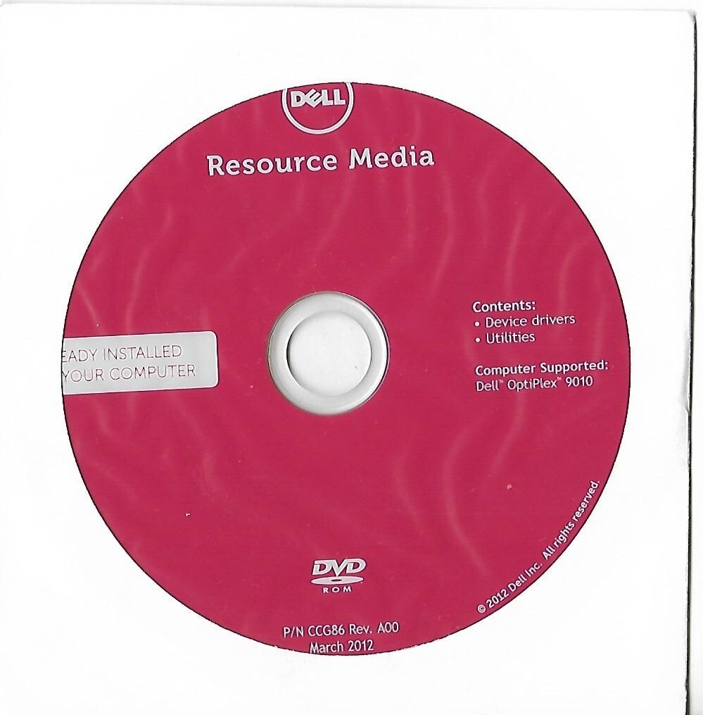 Dell 2012 Resource Media OptiPlex "9010 Drivers & Utilities Software