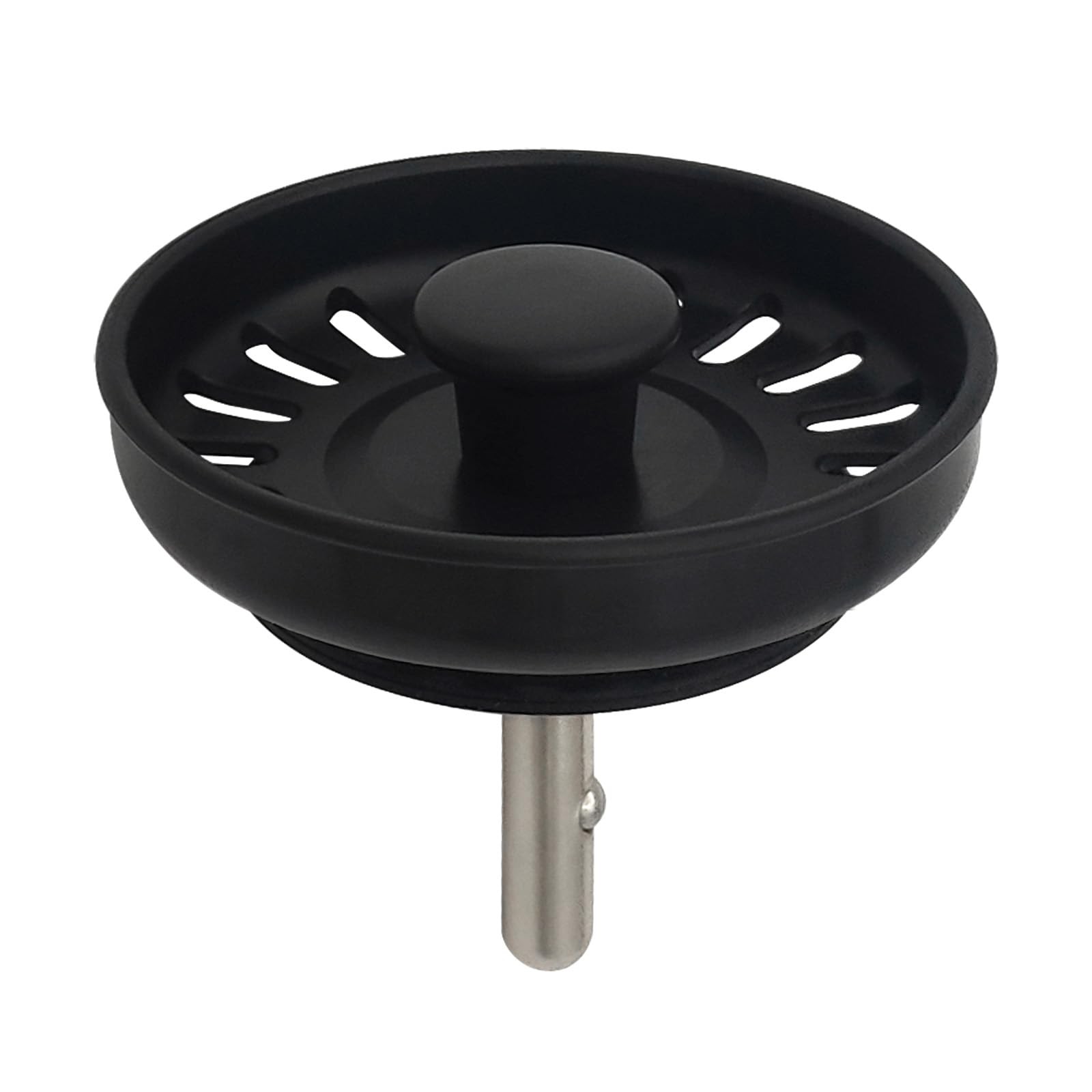 Black Kitchen Sink Drain Basket Strainer Stopper Replacement for Polymer Sink Dr