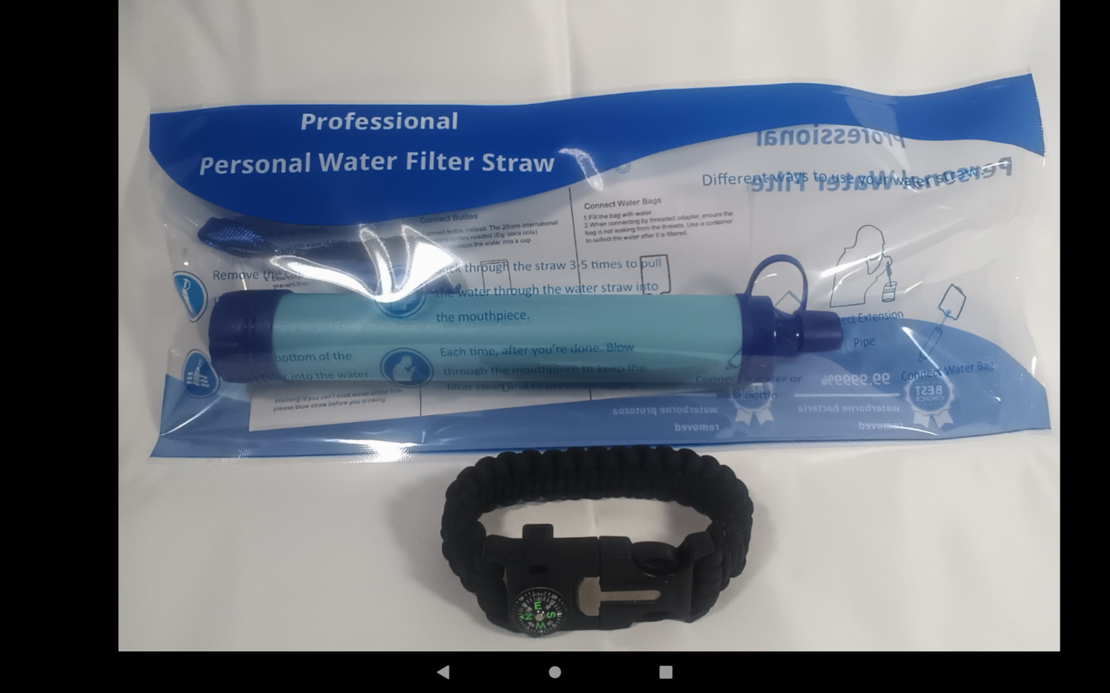 Life straw emergency drinking water filter purifier hiking camp w/free gift