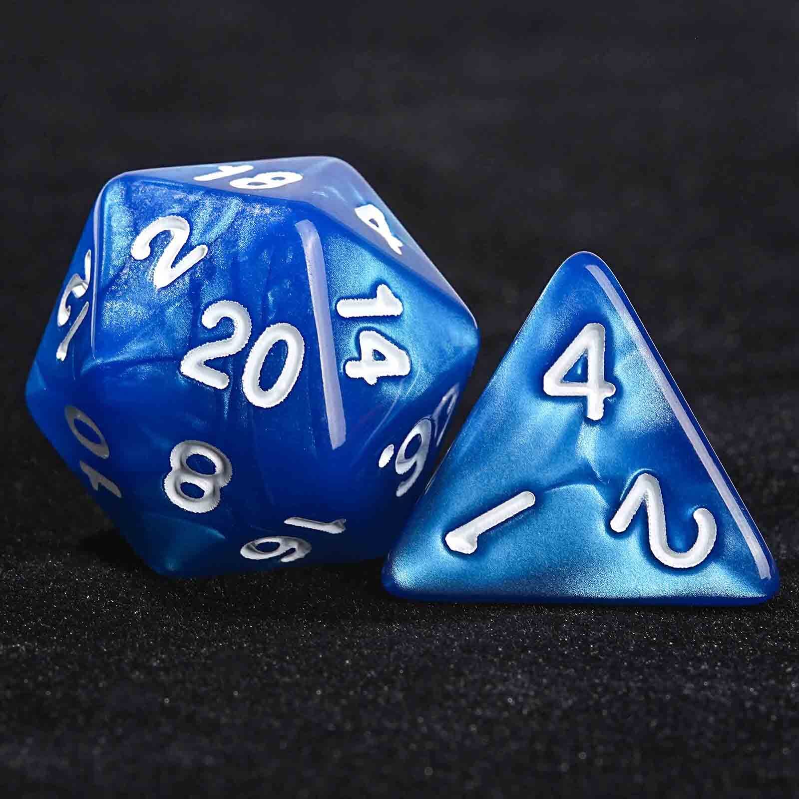 Poly DND Dice Set Polyhedral Plastic Die 7PCS Blue Dungeons and Dragons D&D RPG