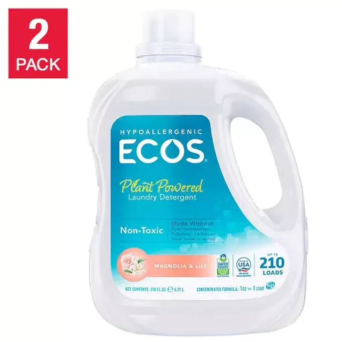 ECOS HE Liquid Laundry Detergent, Magnolia & Lily, 210 Loads, 210 fl oz, 2-count