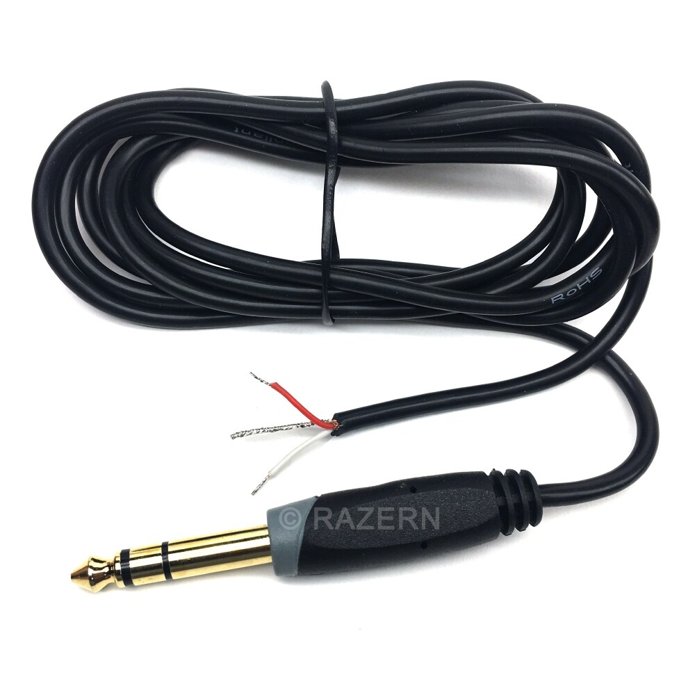 NEW 6 ft 1/4" (6.35mm) Stereo Male Plug to Tinned Bare Wire Shielded Audio Cable