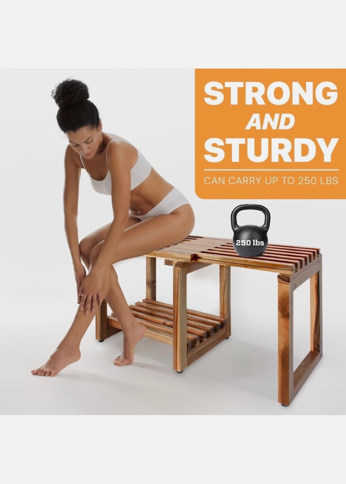 Enzeki brown wooden shower stool