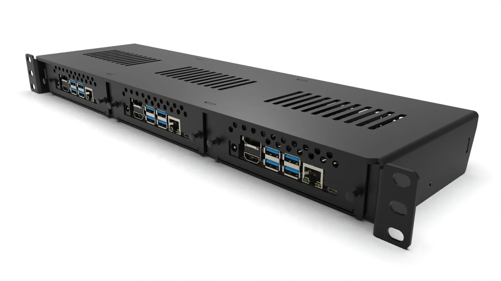 1U rack mount Pro Enclosed 3x Jetson - FRONT REMOVABLE