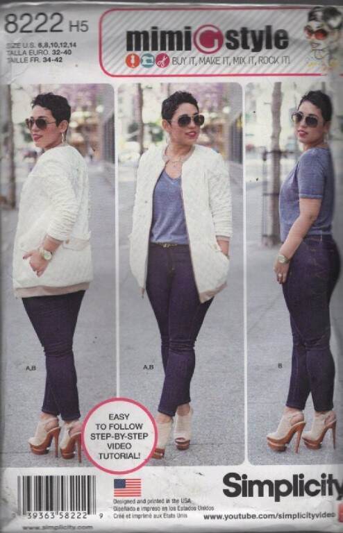 8222 SIMPLICITY MISSES KNIT JACKET & STRETCH JEANS SZ 6-14