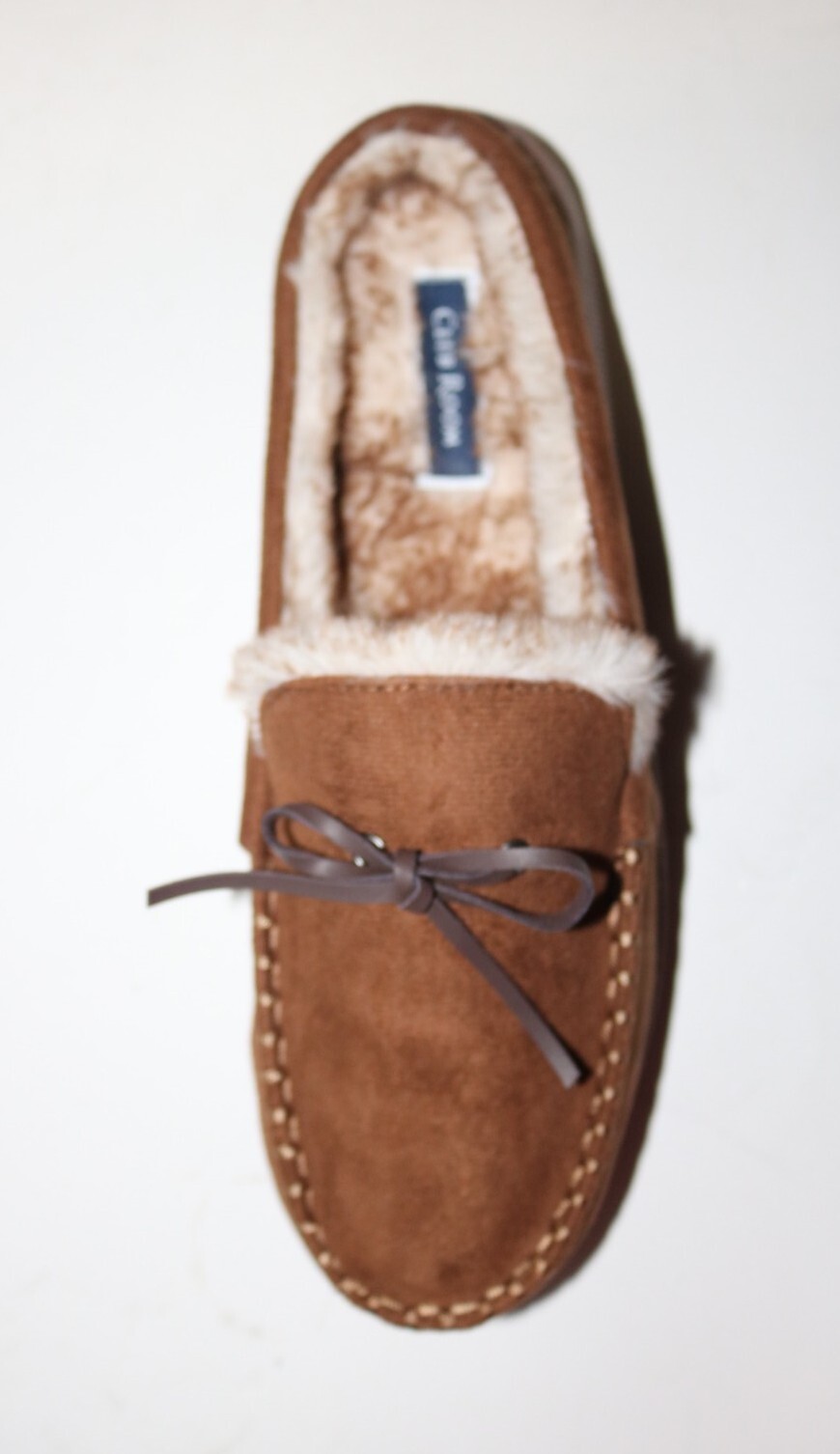Club Room Mens Slip-On Moccasin Faux-Fur Slippers Brown M 8-9