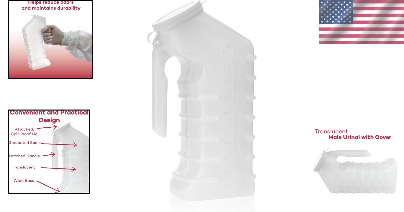 Translucent Leak-Proof Male Urinal - Ergonomic Design for Comfort & Control