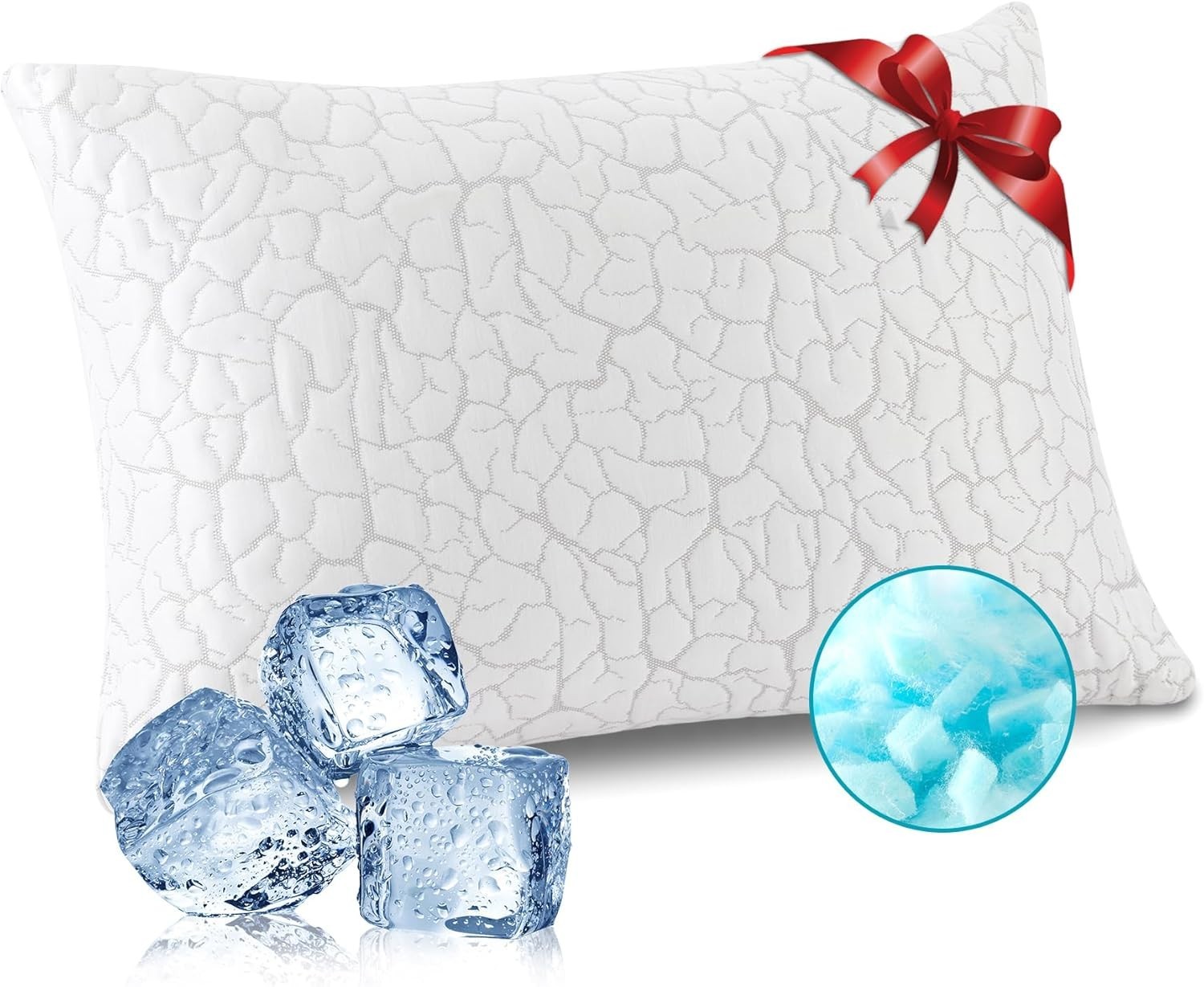 Cooling Pillows for Sleeping 1 Pack, Standard Size Adjustable Shredded Memory...