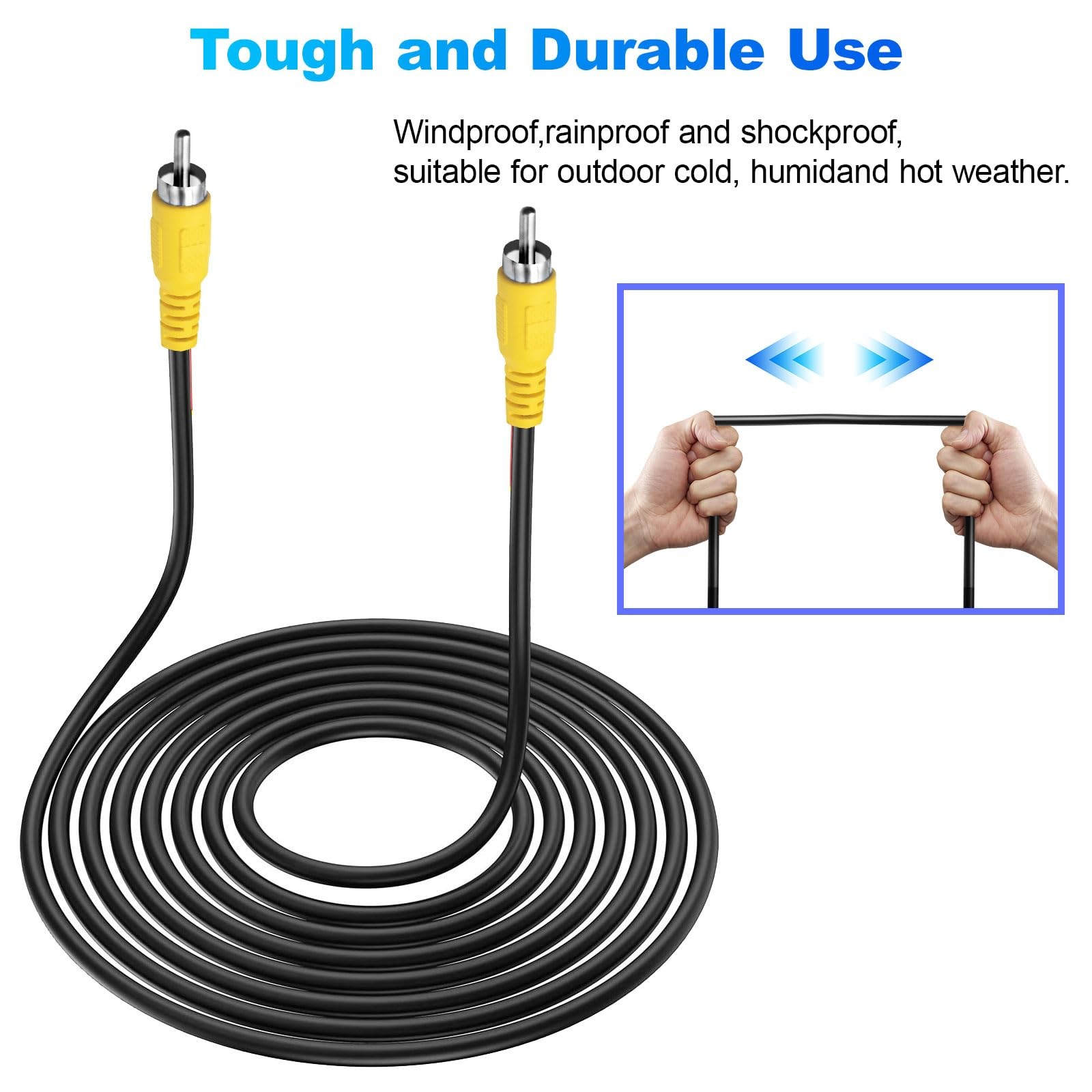 19.6FT Backup Camera RCA Video Extension Cable Reverse Car AV Cord With Wire