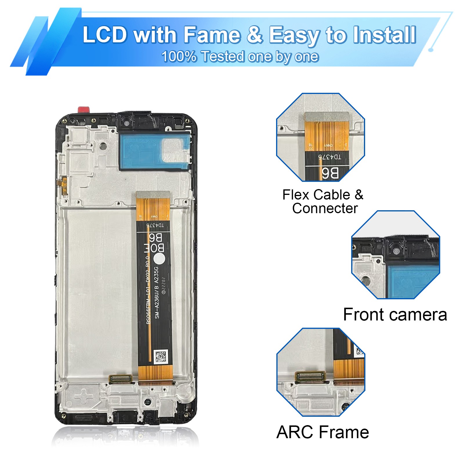 For Samsung Galaxy A23 5G SM-A236U LCD Touch Screen Assembly Frame Replacement
