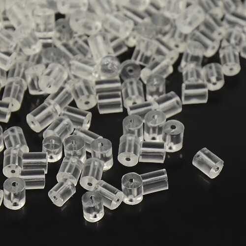 100 Rubber Earring Backs Ear Nuts Clear Findings 3mm Safety Stoppers BULK