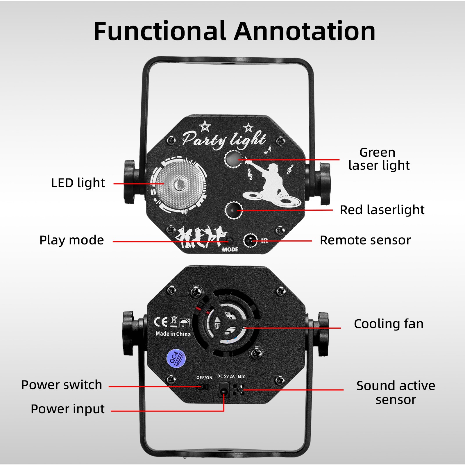 POGOLAB 72 Pattern USB Powered Party LED Lights, DJ Disco Lights Remote Control